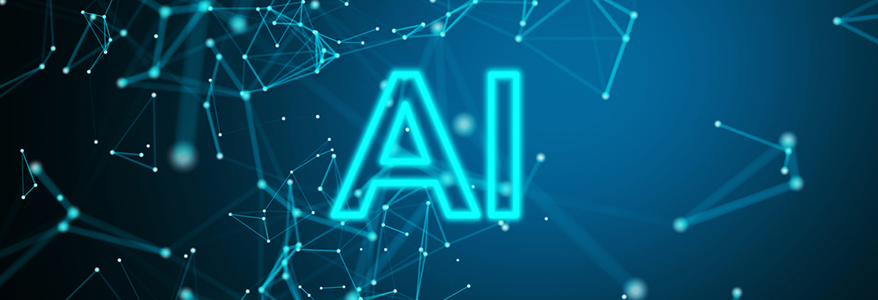 Banner with star constellations and the letters AI