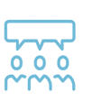 icon of three people and a speech bubble above them indicating that they are all talking